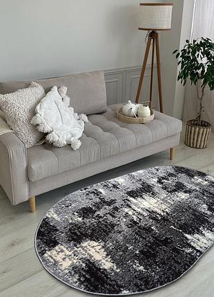 Килим сірий овальний 1.5 х 2.3 м espresso l.gray / black 02619a