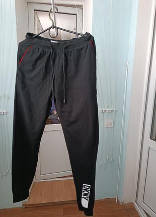 Новые черные хлопковые спортивные махровые брюки dkny