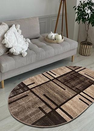 Ковер овальный 0.8 х 1.5 м бежево-коричневый espresso beige / d.brown 02239a