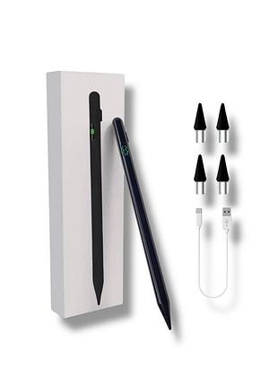 Універсальний стилус active pen yf-s1 із цифровим дисплеєм 4 додаткових наконечника, чорний