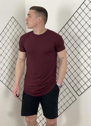 Бордова подовжена однотонна футболка topman