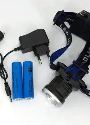 Налобний ліхтар акумуляторний світлодіодний bl t24 — p50 2*18650 battey