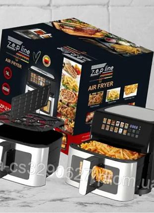 Аэрофритюрница zepline zp-211, мультипечь 14 л, аэрогриль 4000w с двумя тэн-ами, антипригарное покрытие