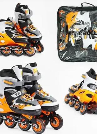 Роликовые коньки best roller 61720-s, размер 30-33, светящиеся передние колеса, вентилируемый ботинок