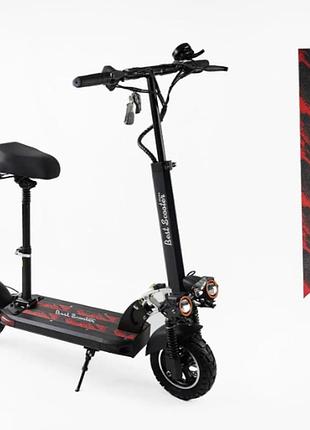 Электросамокат best scooter bs-90711, с сиденьем, двигатель 800w, аккумулятор 48v15ah, колеса надувные 10"
