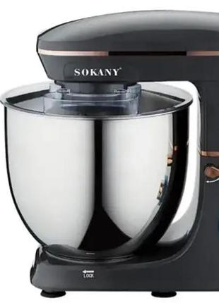 Планетарный миксер sokany sk-05001 мощный, с чашей из нержавеющей стали, мощность 2000 вт, цвет черный