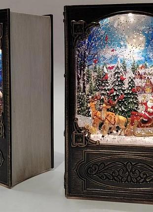 Новогодний ночник книга xmas wdl-24023a, рождественский музыкальный светильник в форме книги 19 см