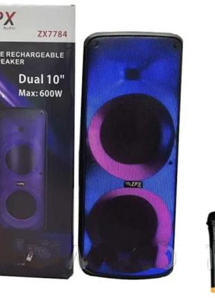 Портативные колонки, 300w с bluetooth на аккумуляторе c 2-ма радиомикрофонами zpx-7784