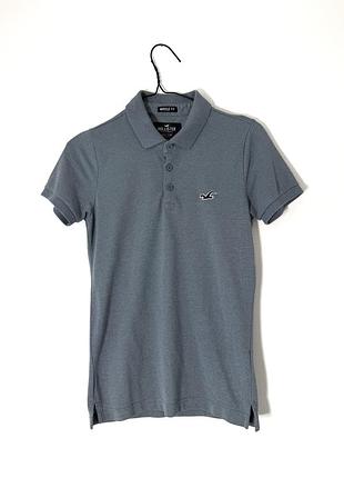 Серая трикотажная футболка поло hollister muscle