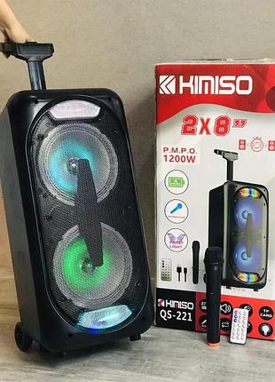 Портативна колонка, с bluetooth на аккумуляторе с радиомикрофоном (usb/fm/bt/led) kimiso qs-221