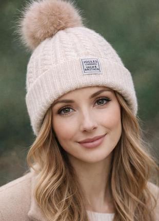 Шапка  joules 💞 жіноча шапочка   оригінал фірмова зимова шапка вовна👍