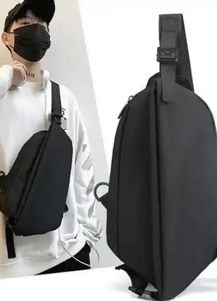 Чоловіча сумка через плече багатофункціональна чорна baellery cross body bag jxa1808