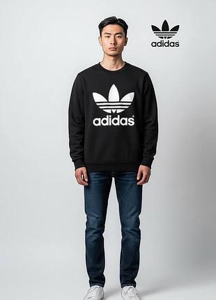 Оригінальний чоловічий світшот adidas чорний розмір s чоловіча кофта адідас котоновий лонгслів реглан чоловіче худі-лонг батнік толстовка водолазка