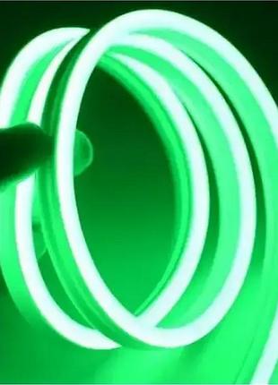 Лента led neon green силиконовая, гибкая лента неон 5м зеленая 12v-220v