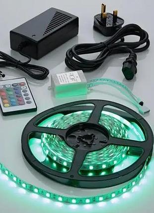 Яркая светодиодная лента led 5050, для помещений и уличного освещения цвет зеленый