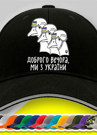 Кепка (бейсболка) з патріотичним принтом "доброго вечора, ми з україни"