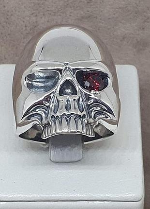 Серебряная мужская печатка череп. 60002ч 22