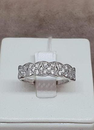 Серебряное кольцо вьюнец с фианитами. артикул 1041/1р-cz 18