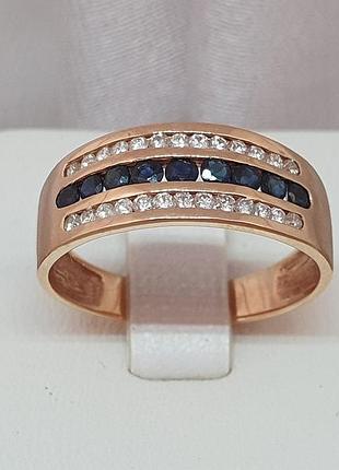 Золотое кольцо с бриллиантами и сапфиром. rs6130k 20