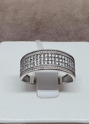 Серебряное кольцо река широкая с фианитами. 1578/9р-cz 17,5