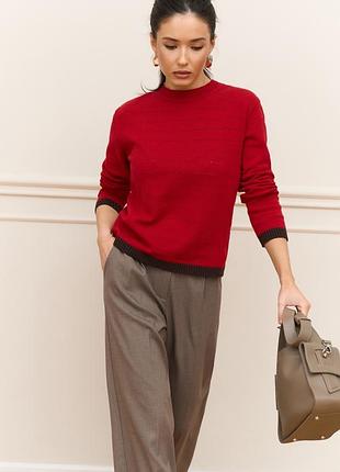 Розкішний ажурний джемпер з преміальної бавовняної пряжі кольору марсала