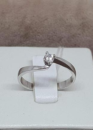Серебряное кольцо прима с фианитом. 1502/9р 16,5