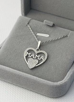 Колье мама серебро 925, серебряные украшения на шею мама