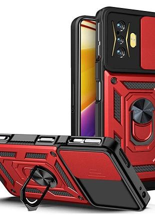 Чехол fiji camera defence для xiaomi poco f4 gt бампер с защитой камеры и подставкой red