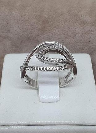 Серебряное кольцо октава с фианитами. 1163/1р-cz 17,5