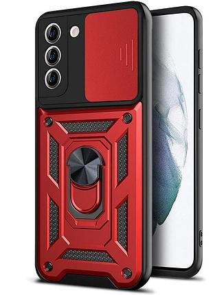 Чехол fiji camera defence для samsung galaxy a03s (a037) бампер с защитой камеры и подставкой red