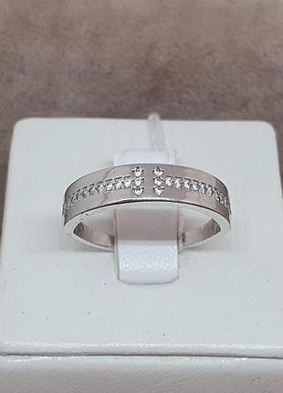 Серебряное кольцо тандем с фианитами. 1607/1р-cz 18