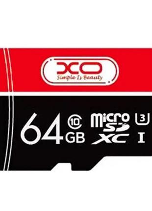 Карта памяти xo microsdxc 64gb (uhs-1 u3) (class 10) (r-90 mb/s, w-30 mb/s) + adapter sd