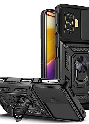 Чехол fiji camera defence для xiaomi redmi k50 gaming бампер с защитой камеры и подставкой black