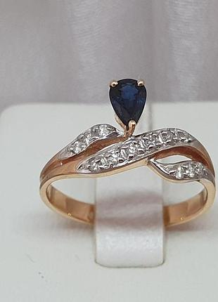 Золотое кольцо с бриллиантами и сапфиром. rs6194k 18