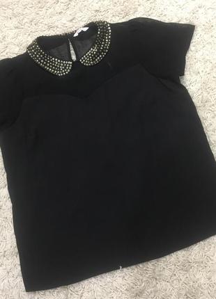 Красивая новогодняя блуза / блузка / футболка, украшенная пайетками / с декором