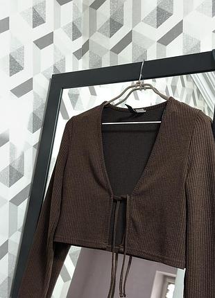 Кофта вкорочена із завʼязками h&m коричнева
