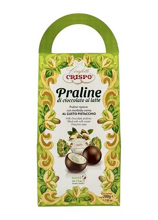 Шоколадные конфеты crispo фисташковые кремовые e praline al gusto pistacchio, 200 г