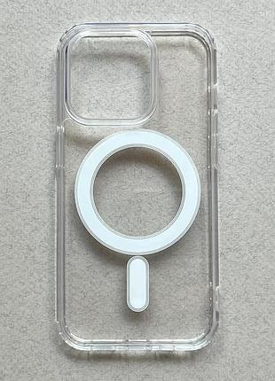 Apple iphone 15 pro чехол - бампер прозрачный противоударный clear silicone case magnetic