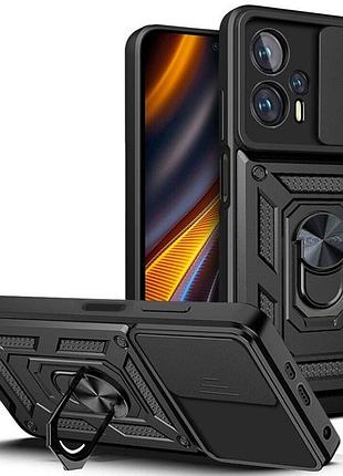 Чохол fiji camera defence для xiaomi poco x4 gt бампер із захистом камери та підставкою black