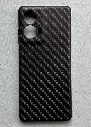 Motorola moto g85 чехол (бампер, накладка, кейс) чёрный с принтом "сетка", матовый, мягкий tpu пластик