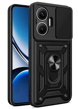 Чехол fiji camera defence для poco f7 бампер с защитой камеры и подставкой black