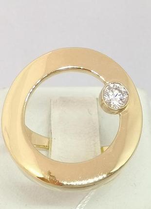 Золоте кільце з фіанітом. кв1229и 19