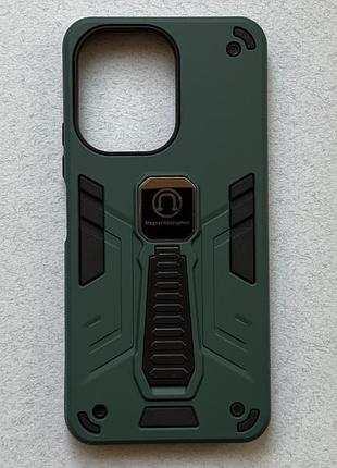 Poco c65 чехол armor magnetic dark green противоударный, зелений матовый пластик с ножкой подставкой