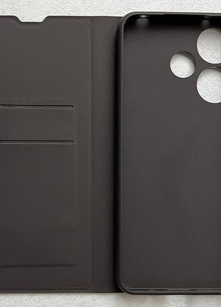 Xiaomi redmi note 13r чехол-книжка wave чёрный, высококачественная искусственная кожа, слоты для карт