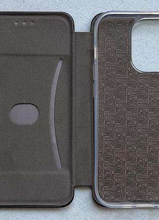 Apple iphone 14 pro чехол-книжка чёрный, высококачественная искусственная кожа, слоты для кредитных карт