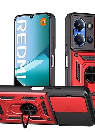 Чехол fiji camera defence для xiaomi redmi 15c бампер с защитой камеры и подставкой red