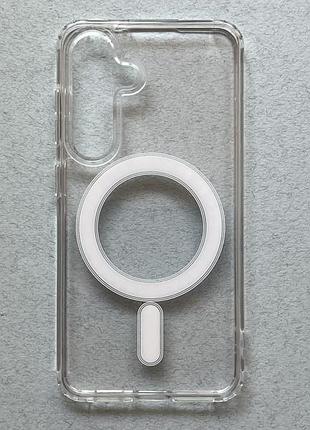 Samsung galaxy s25 чохол - бампер прозорий силіконовий протиударний clear silicone case magnetic з magsafe