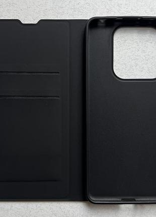 Xiaomi redmi note 14 5g чехол-книжка wave flap case чёрный высококачественная еко кожа слоты для карт
