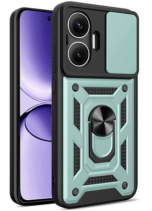 Чехол fiji camera defence для poco f7 бампер с защитой камеры и подставкой green