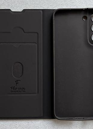 Samsung galaxy s22+ чохол-книжка "fibra" чорний, високоякісна штучна шкіра, слоти для кредитних карток